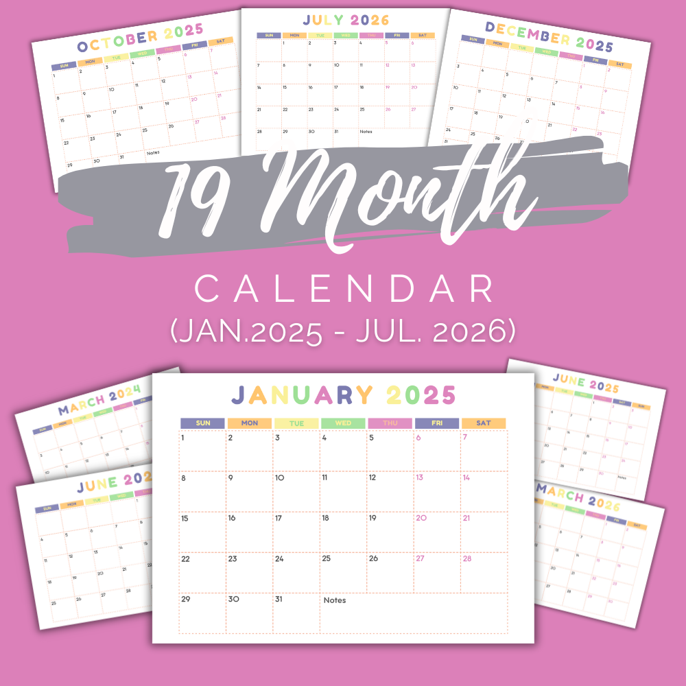 PLR 19-Month Cheerful Calendar | Calendars for planning and organization | My Store