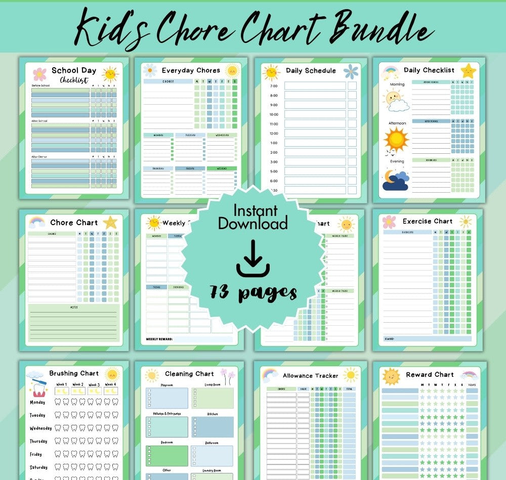 Green Kids Chore Chart – Fun Printable PLR Templates