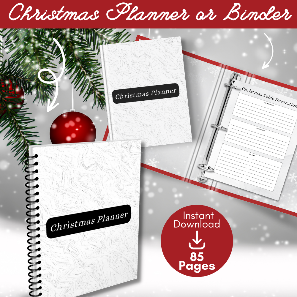 Black & White Christmas Planner Printable PDF