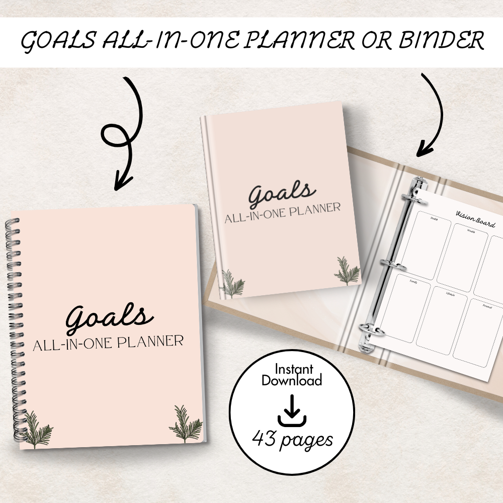 Printable Goals All-In-One Planner PDF 8.5x11