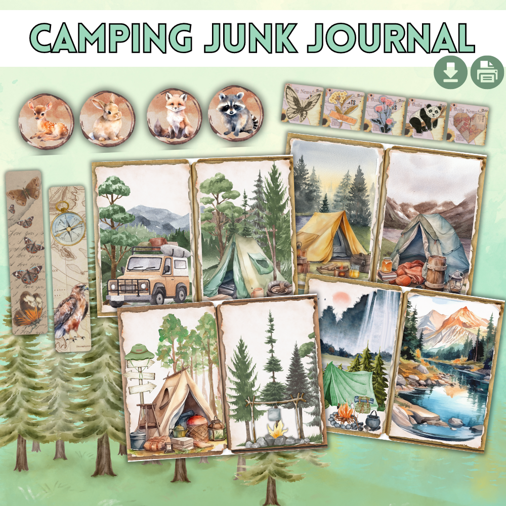 Camping Junk Journal – Printable Outdoor Scrapbook Kit