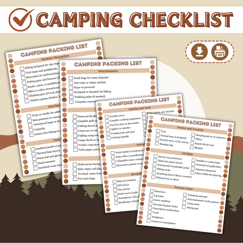 Camping Checklist – Printable Outdoor Packing Guide