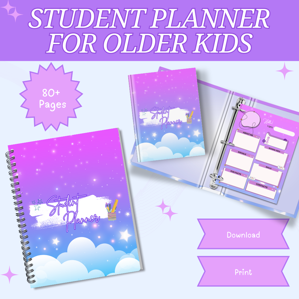 Older Kids Student Planner Purple Design PDF