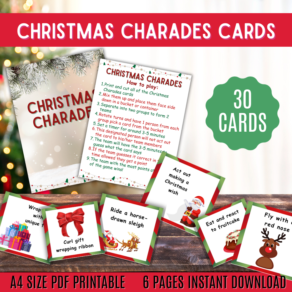 Christmas Charades Printable Party Game PDF