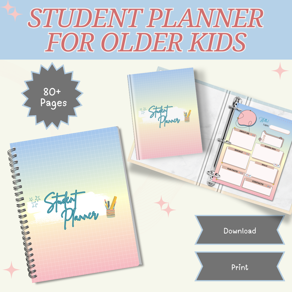 Older Kids Student Planner Pastel Design PDF