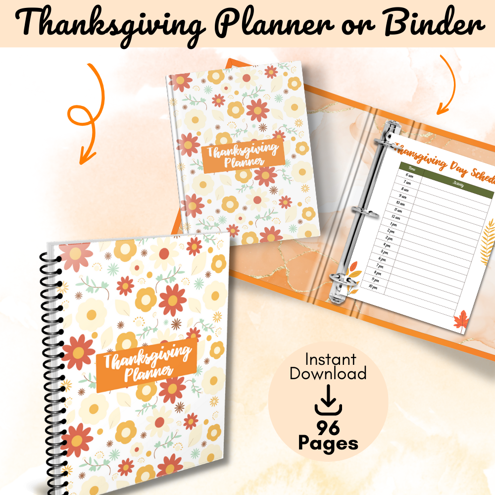 Green & Orange Thanksgiving Planner Printable PDF