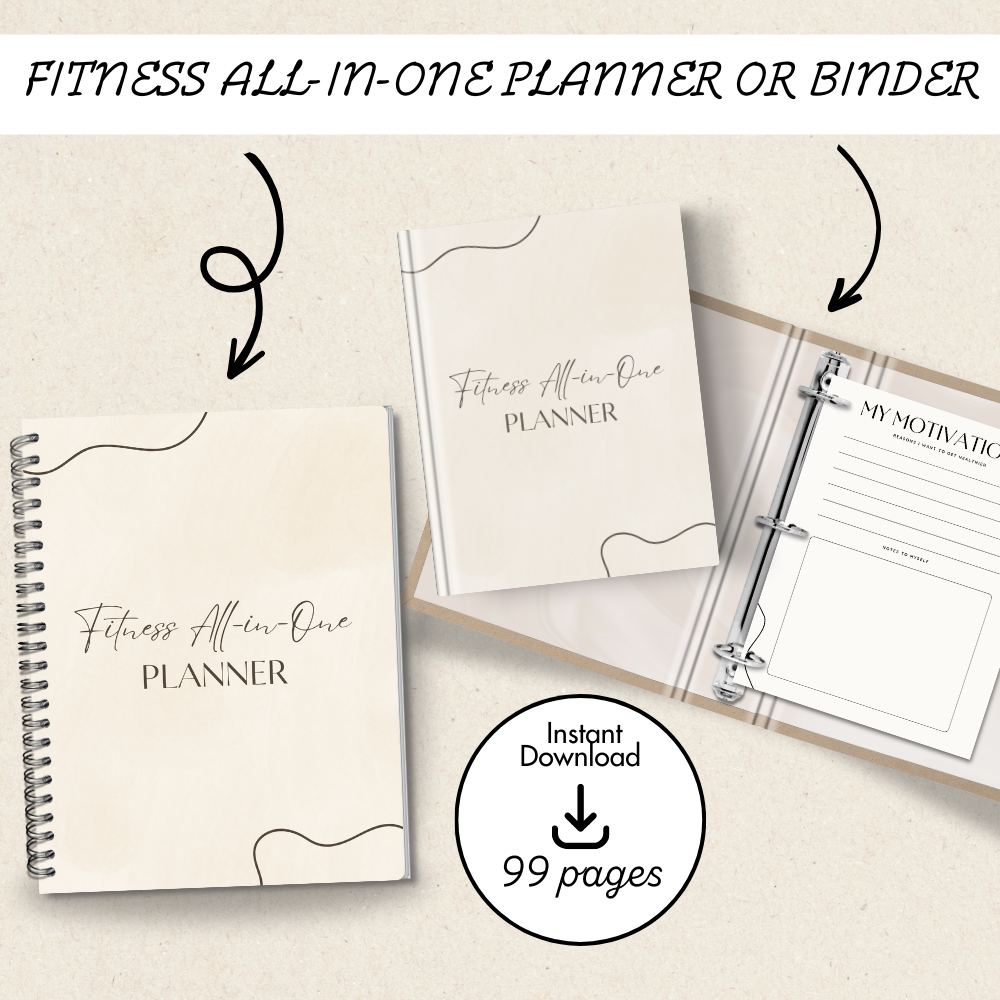 Printable Fitness All-In-One Planner PDF 8.5x11