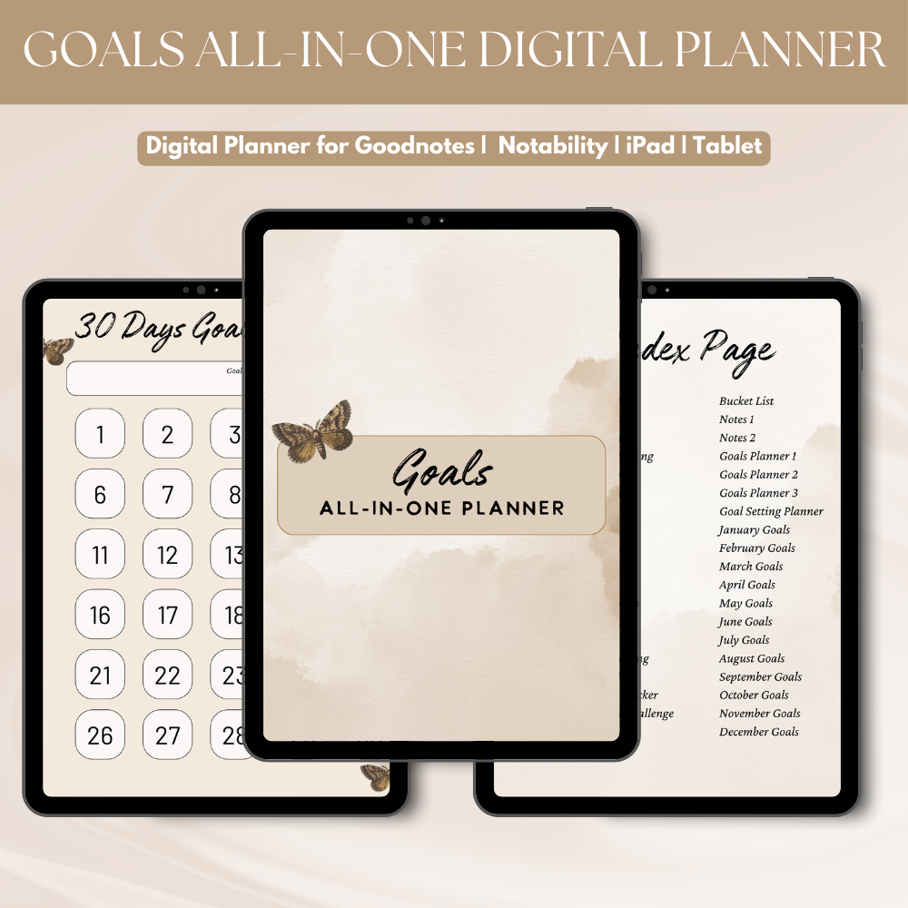 Digital Goal All-In-One Planner 8.5x11 PDF & Templates