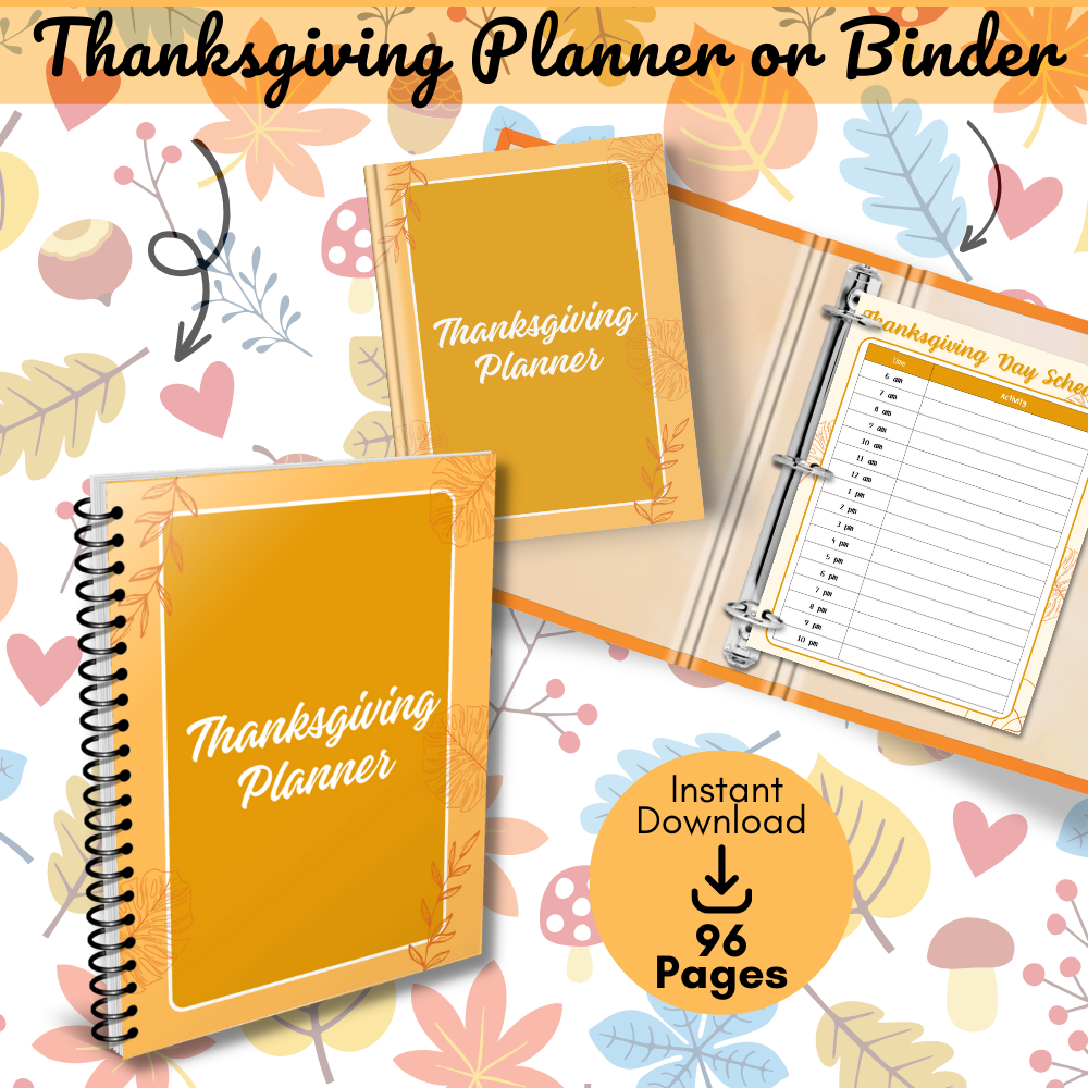 Orange Thanksgiving Planner Printable PDF