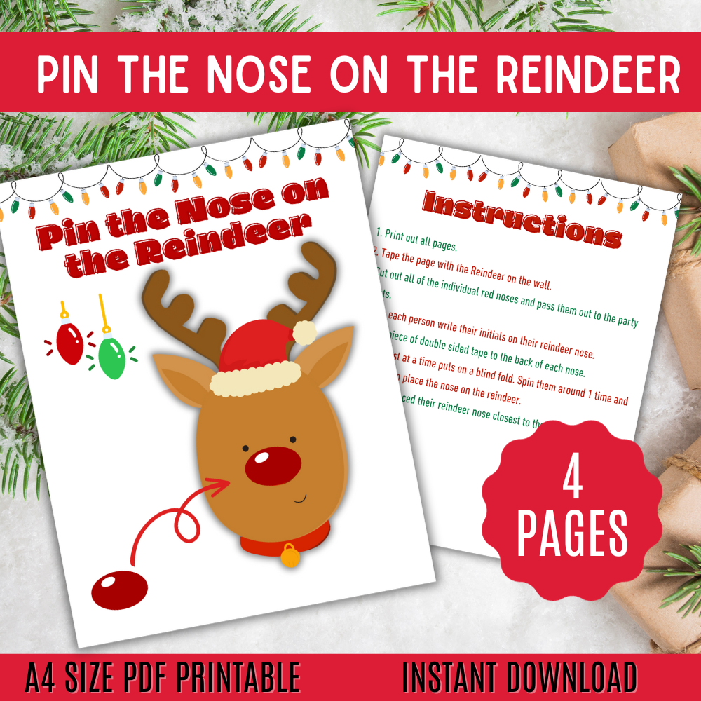 Pin the Nose on the Reindeer Printable Game