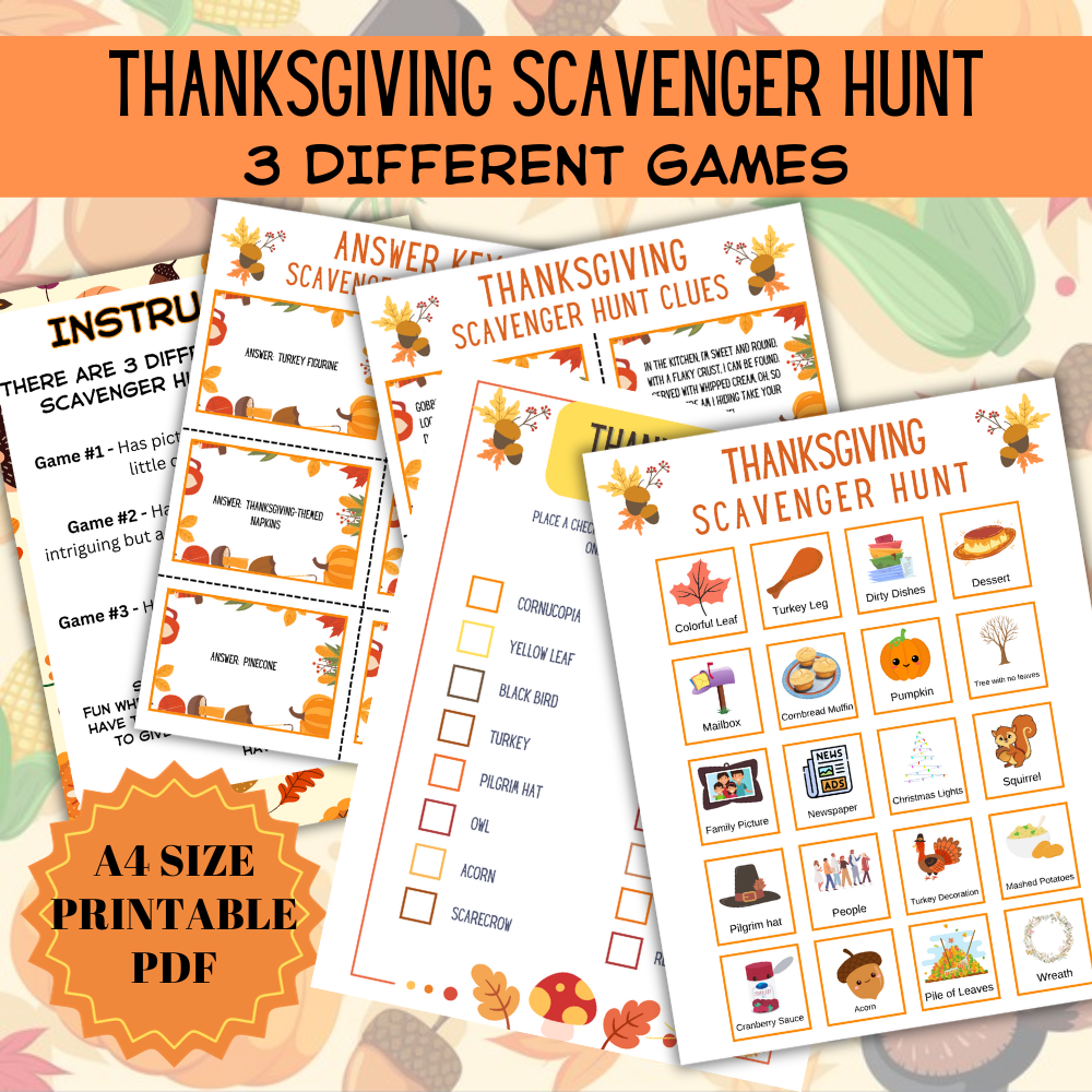 Fall Scavenger Hunt Printable Game PDF