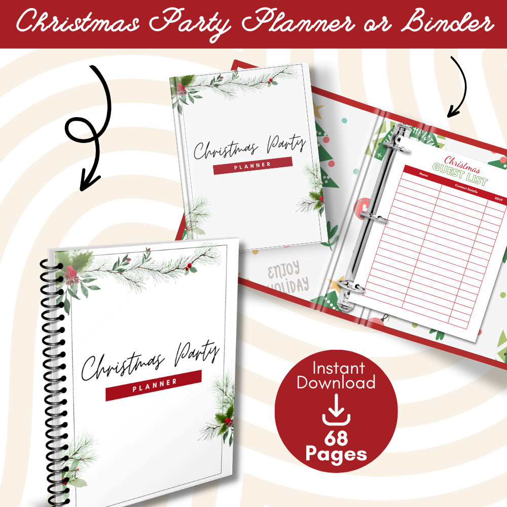 Red & Green Party Christmas Planner Printable PDF