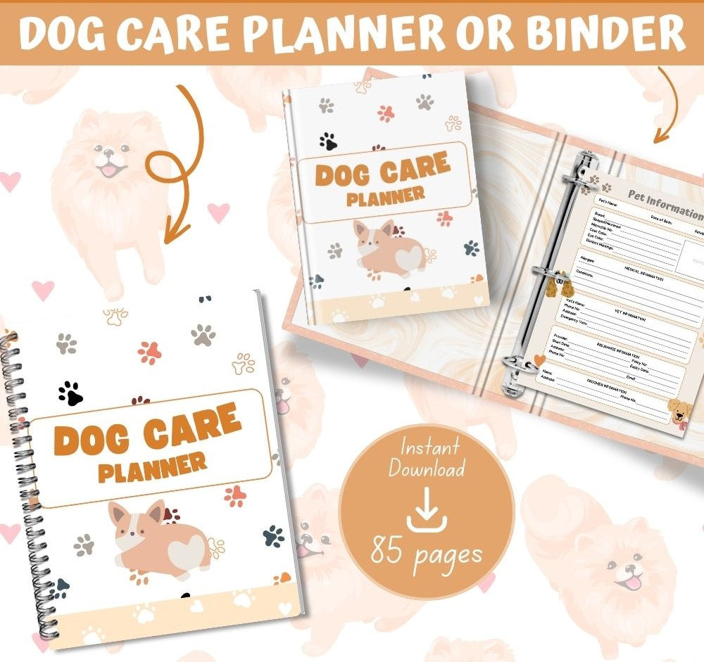 PLR Dog Care Planner | Editable Pet Health & Training Templates