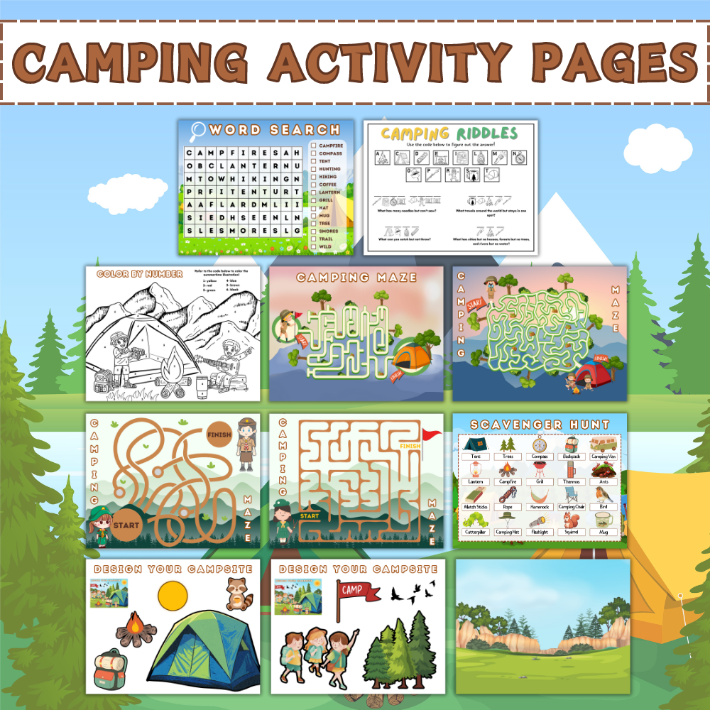 Camping Activity Pages – Fun Printable Kids Worksheets