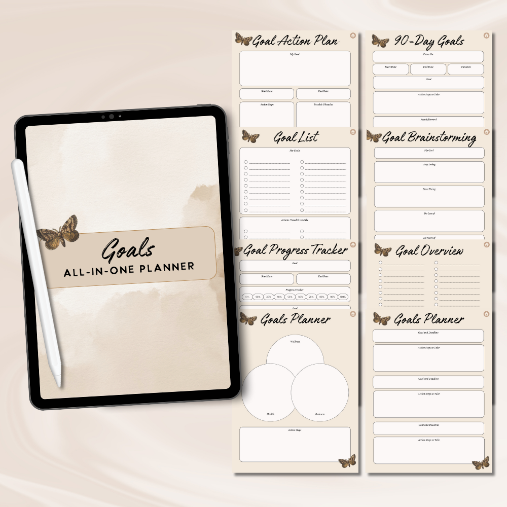 Digital Goal All-In-One Planner 8.5x11 PDF & Templates