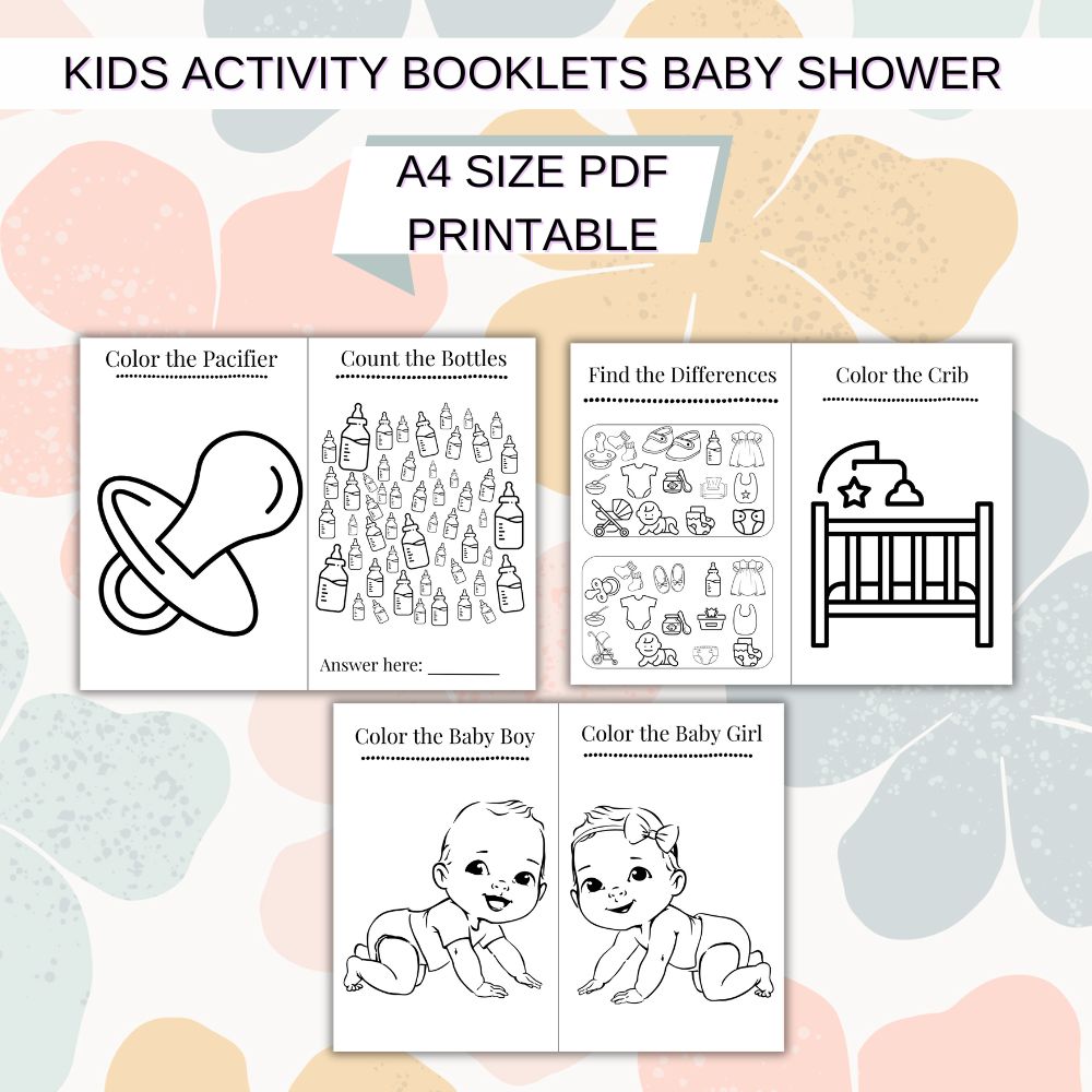 Kids Activity Booklets – Baby Shower Games Pack