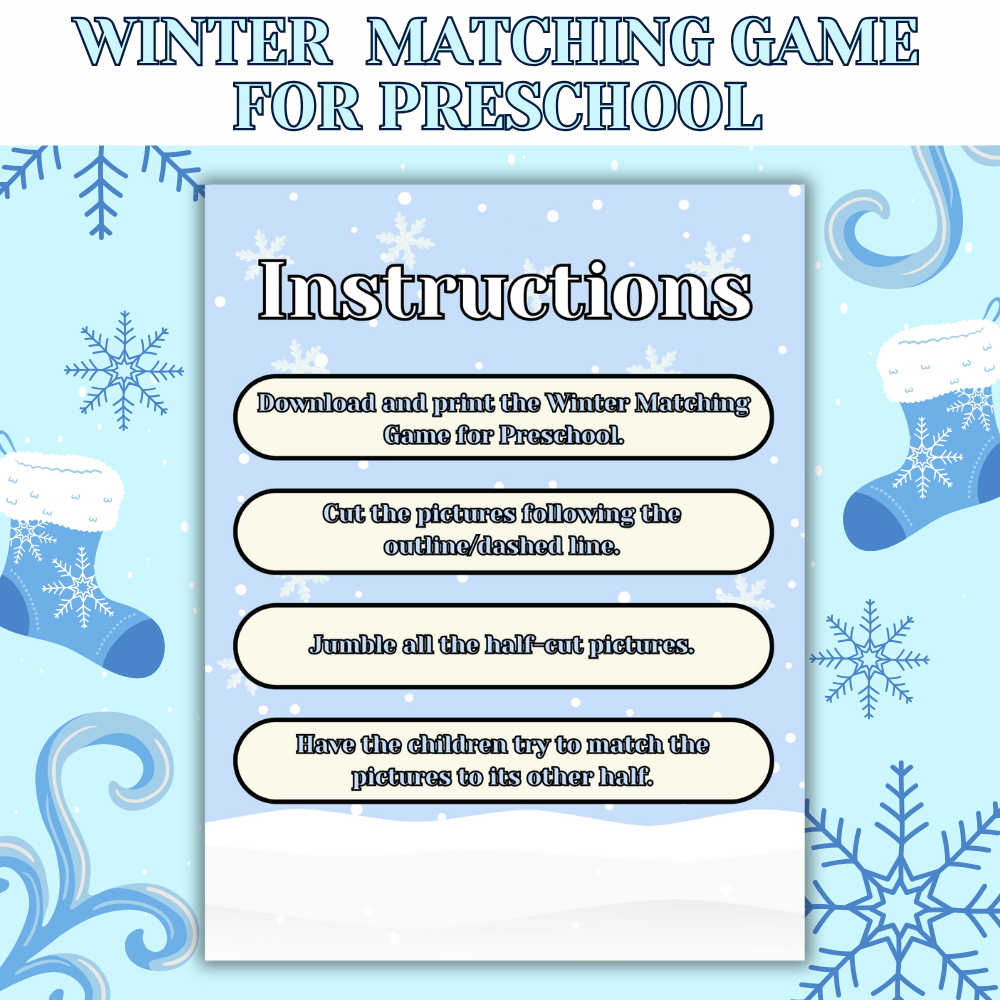 Winter Matching Game for Preschool