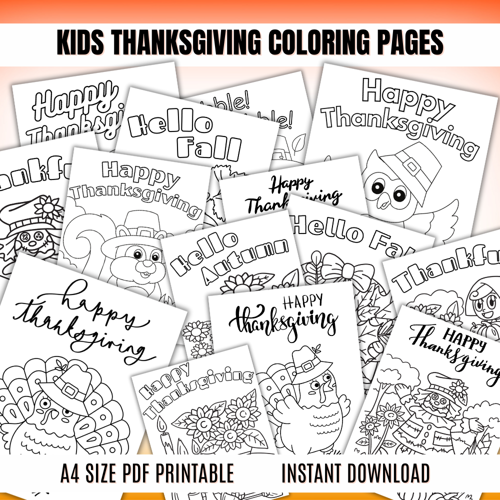 Kids Thanksgiving Coloring Pages Printable PDF