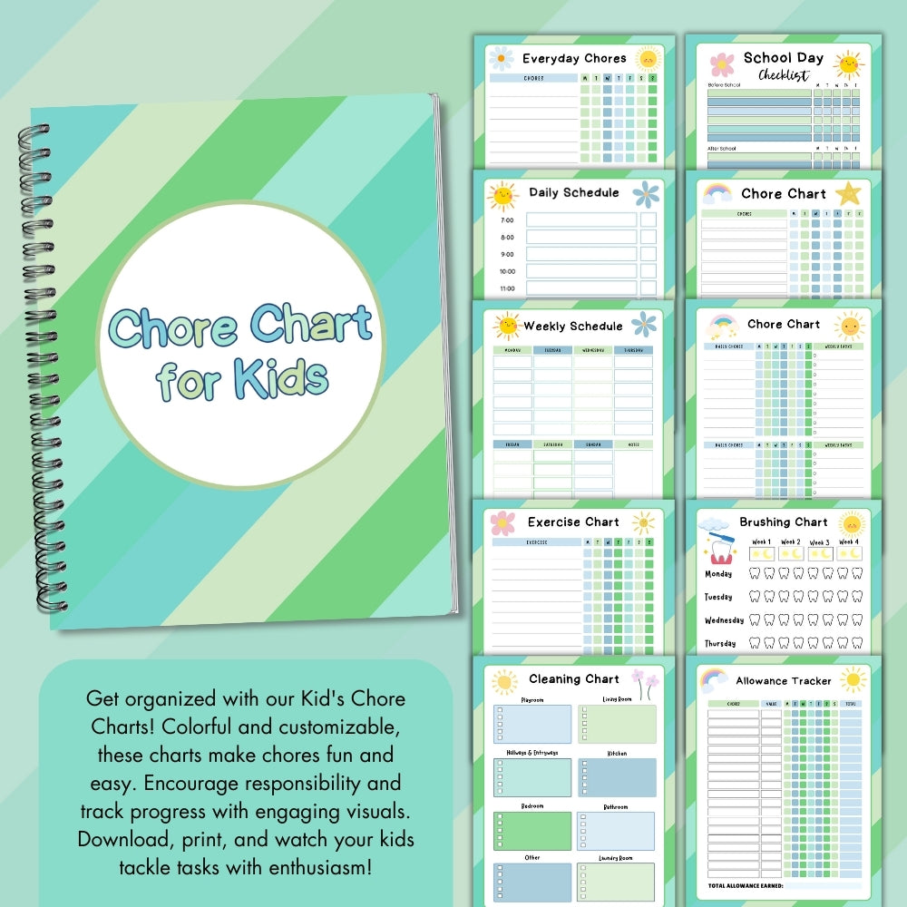 Green Kids Chore Chart – Fun Printable PLR Templates