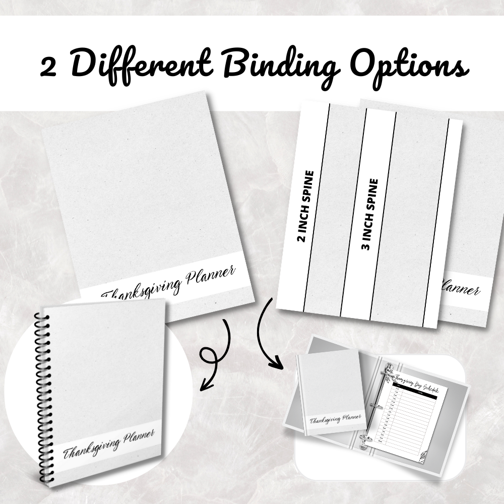 Black & White Thanksgiving Planner Printable PDF