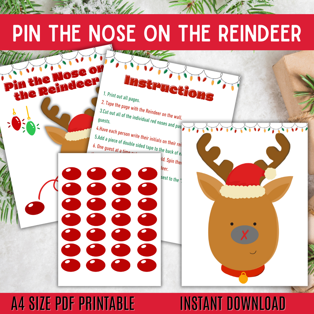 Pin the Nose on the Reindeer Printable Game
