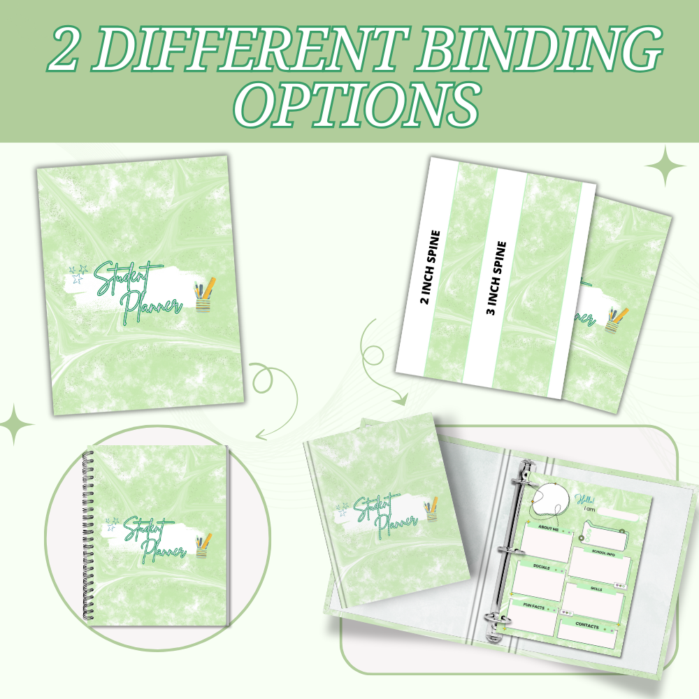 Older Kids Student Planner Green Design PDF