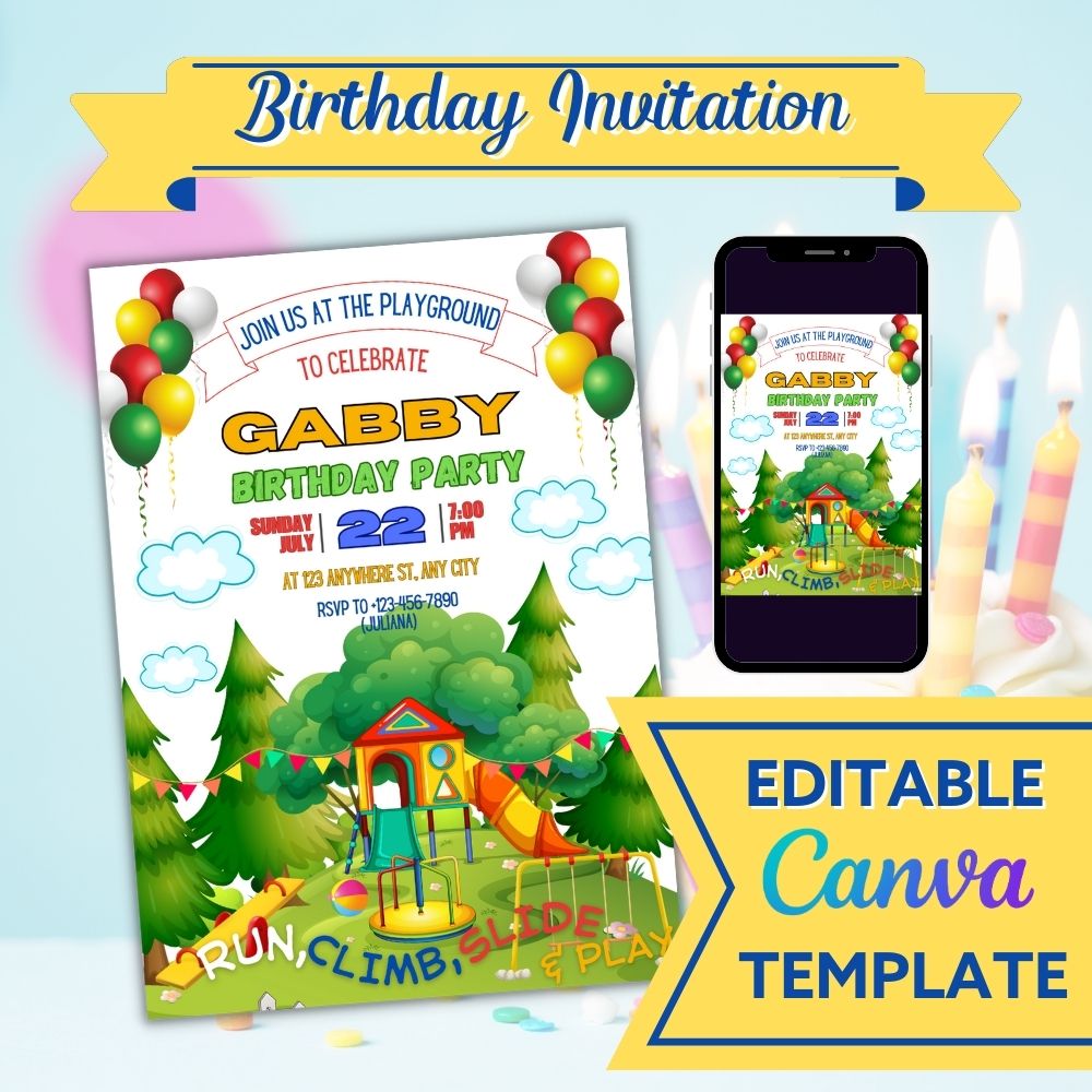 Playground Birthday Invitation Template Pack