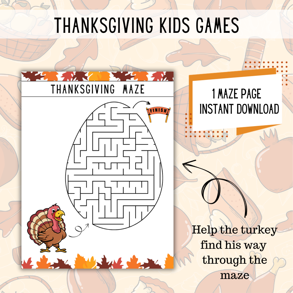 Thanksgiving Word Search, Maze & I Spy PDF