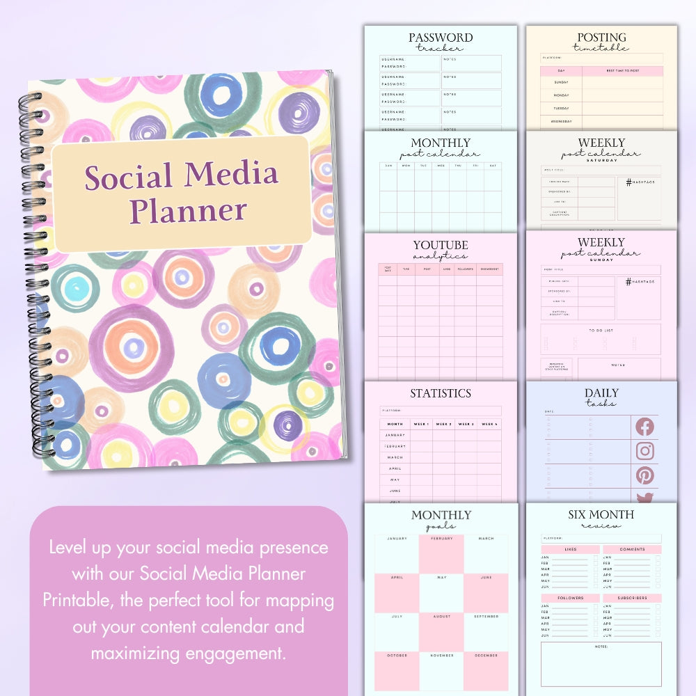 PLR Social Media Planner | Colorful Editable Marketing Templates