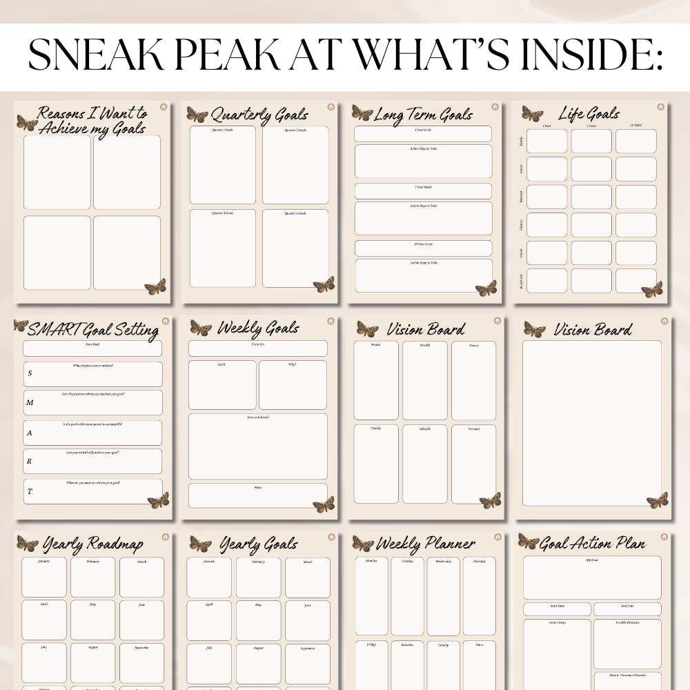 Digital Goal All-In-One Planner 8.5x11 PDF & Templates
