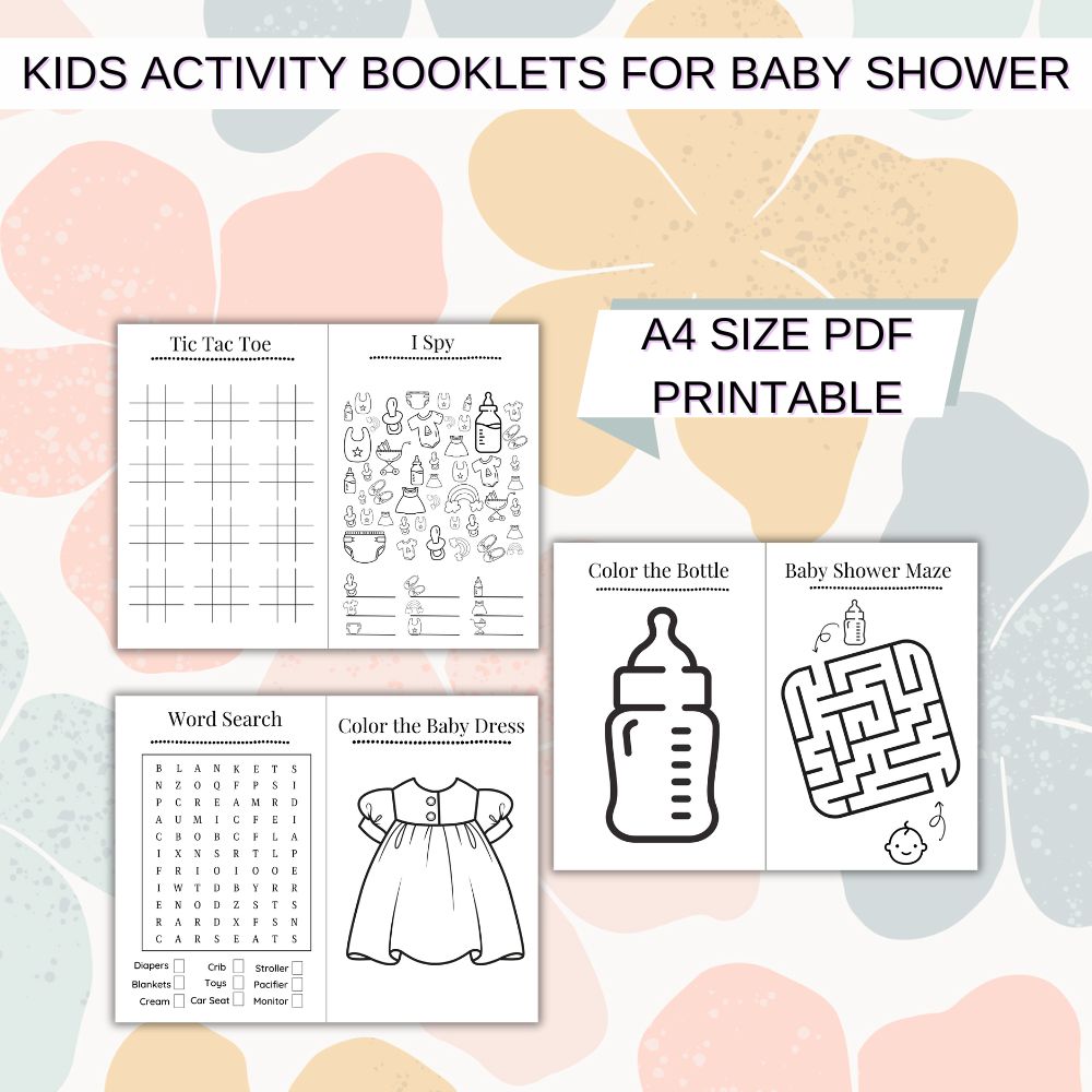 Kids Activity Booklets – Baby Shower Games Pack