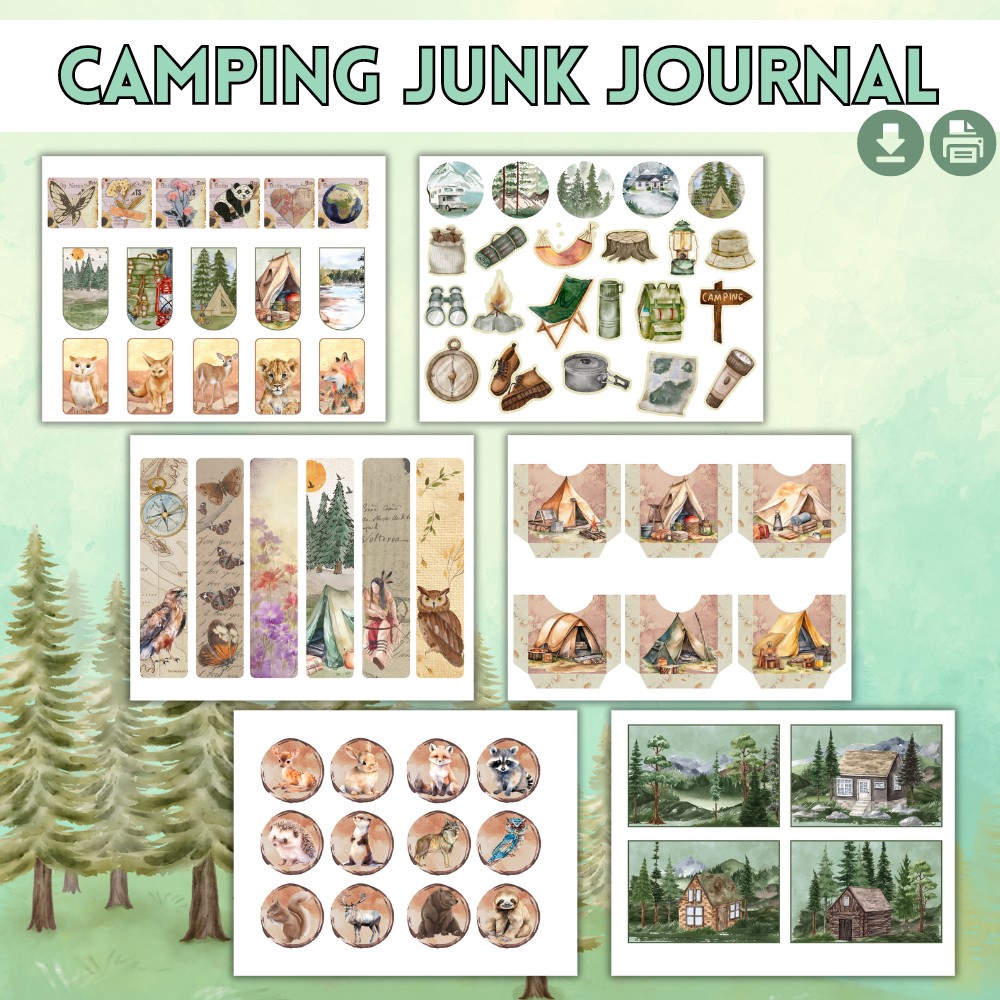 Camping Junk Journal – Printable Outdoor Scrapbook Kit