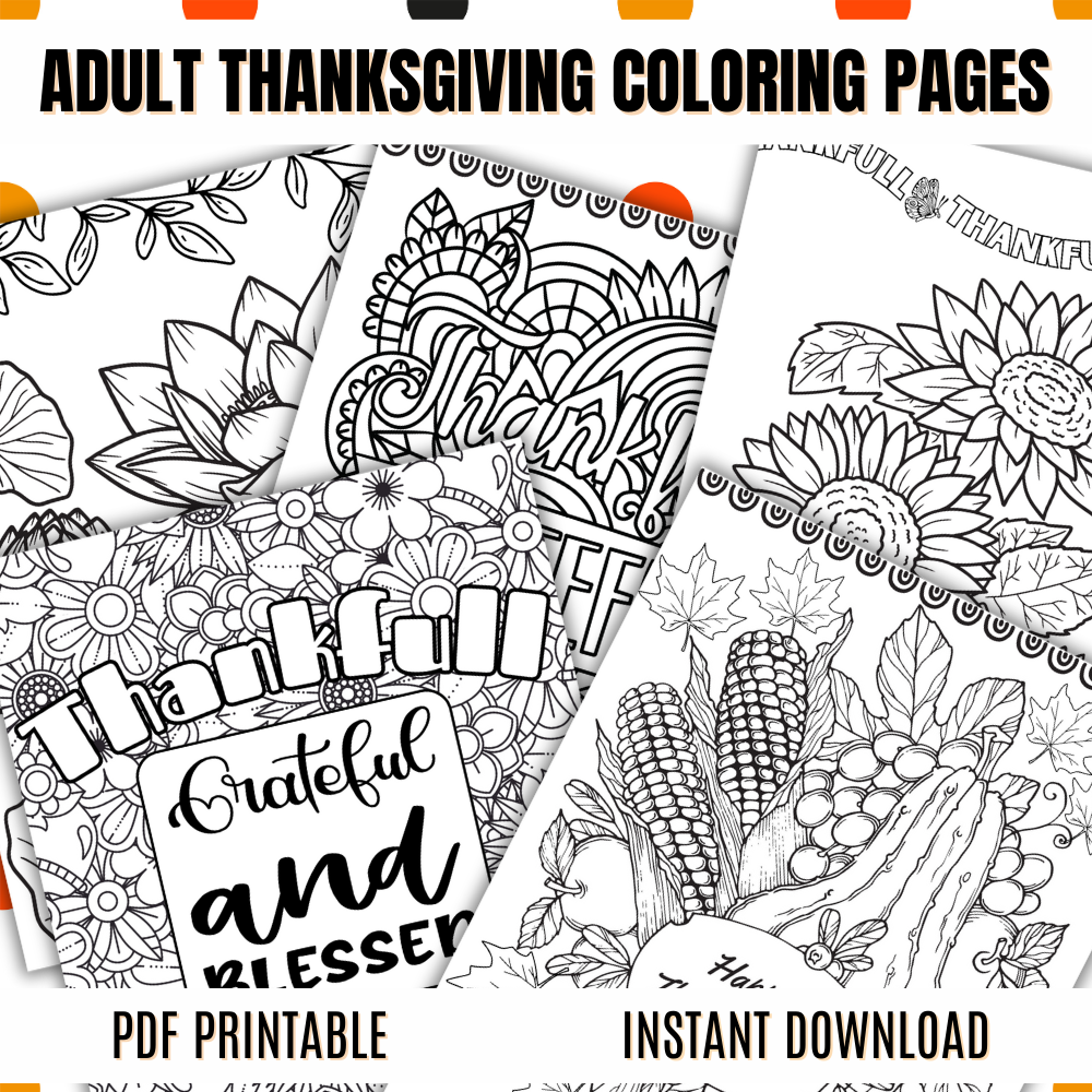 Adult Thanksgiving Coloring Pages Printable PDF