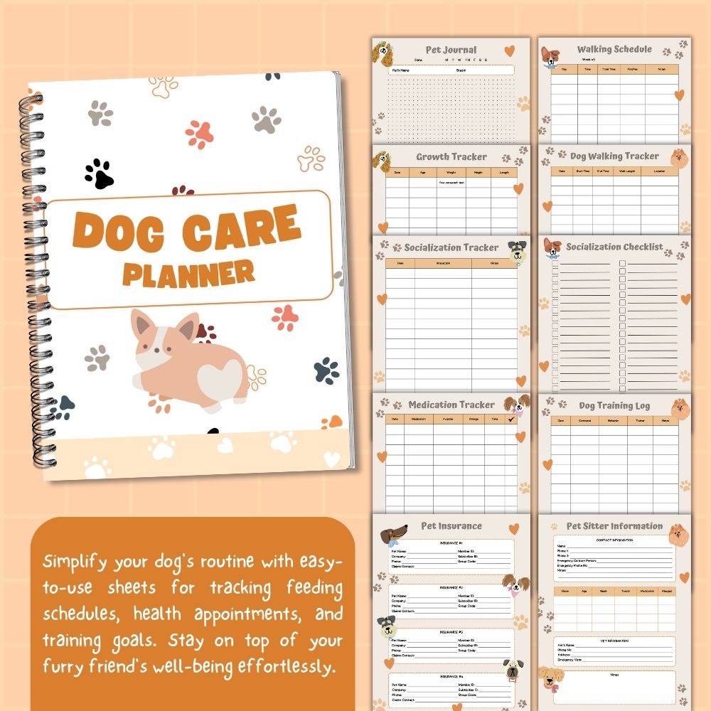 PLR Dog Care Planner | Editable Pet Health & Training Templates