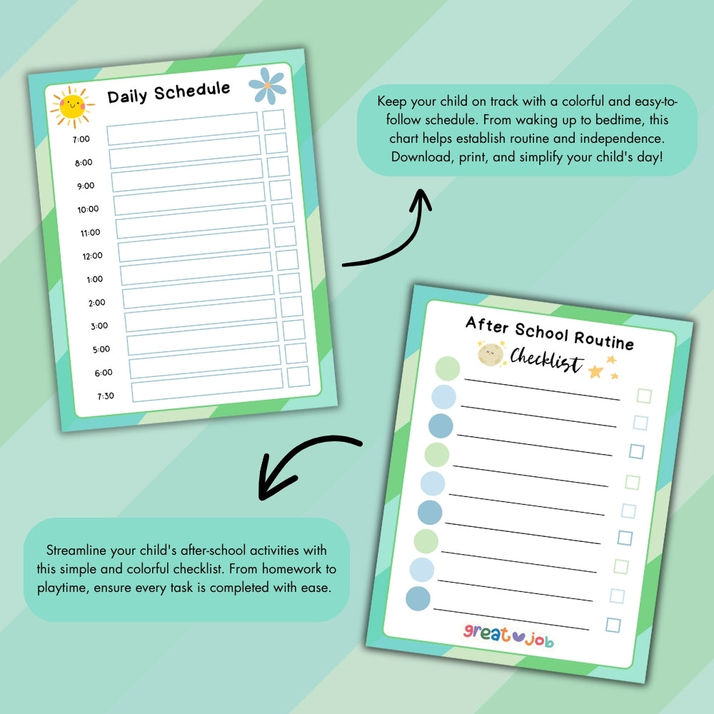Green Kids Chore Chart – Fun Printable PLR Templates