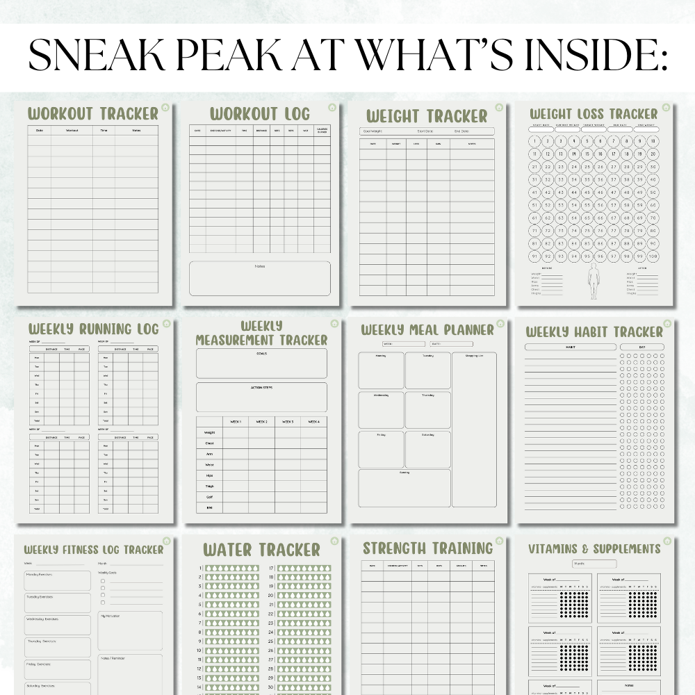 Digital 8.5x11 Fitness All-In-One Planner PDF