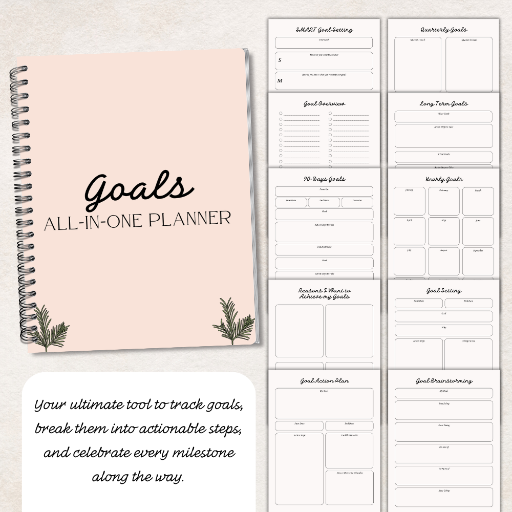 Printable Goals All-In-One Planner PDF 8.5x11