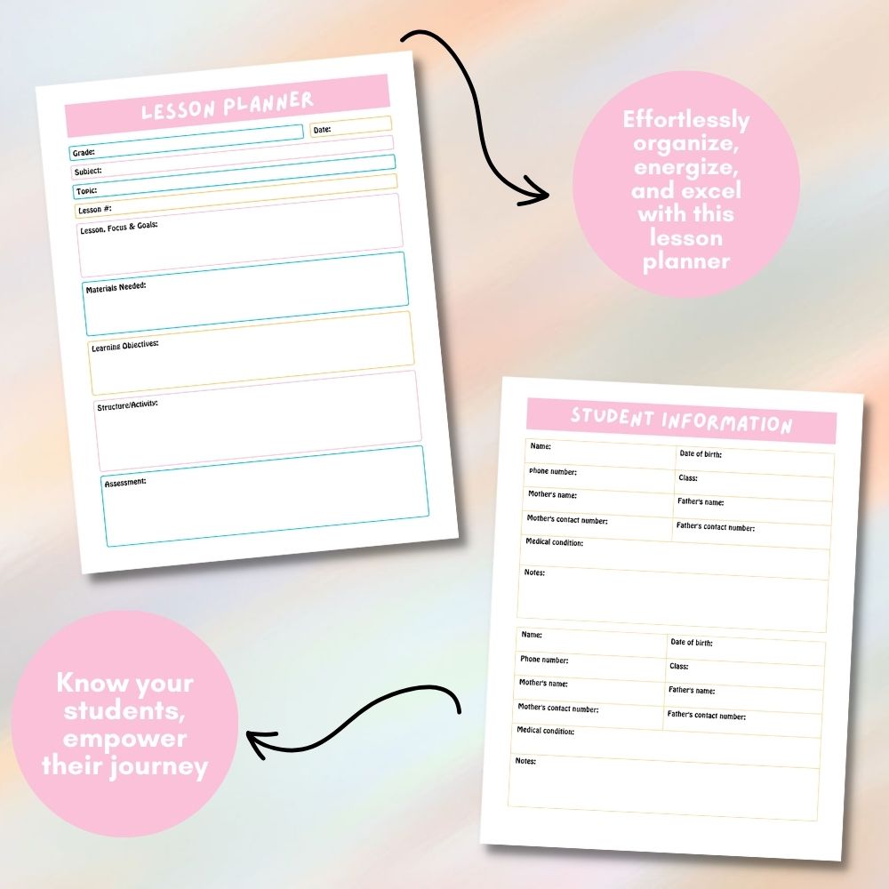 Multi Color Teacher Planner