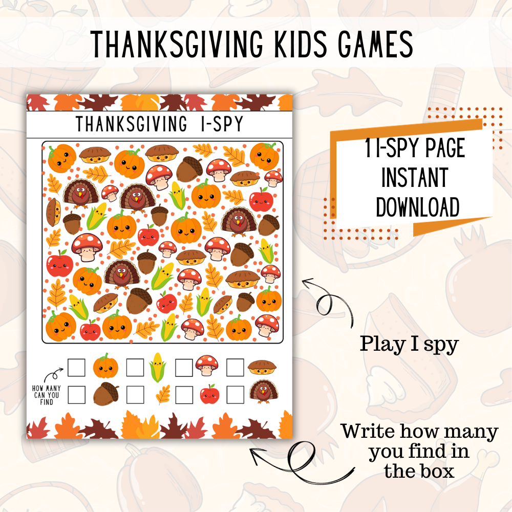 Thanksgiving Word Search, Maze & I Spy PDF