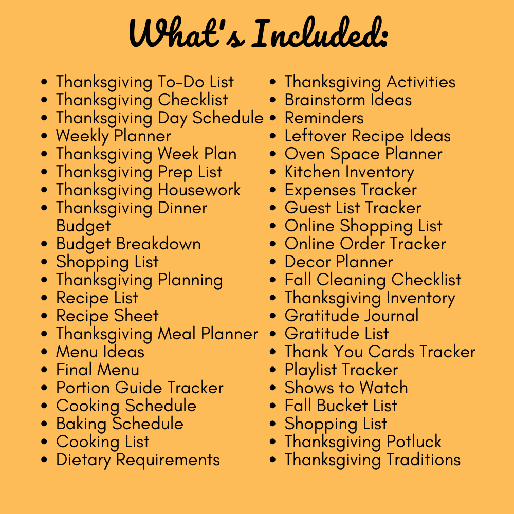 Orange Thanksgiving Planner Printable PDF