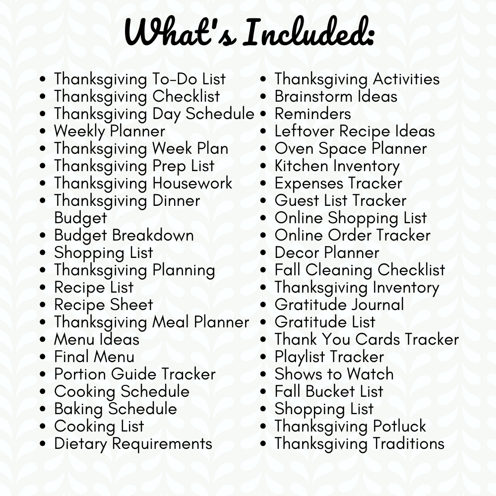 Plain Design Thanksgiving Planner Printable PDF