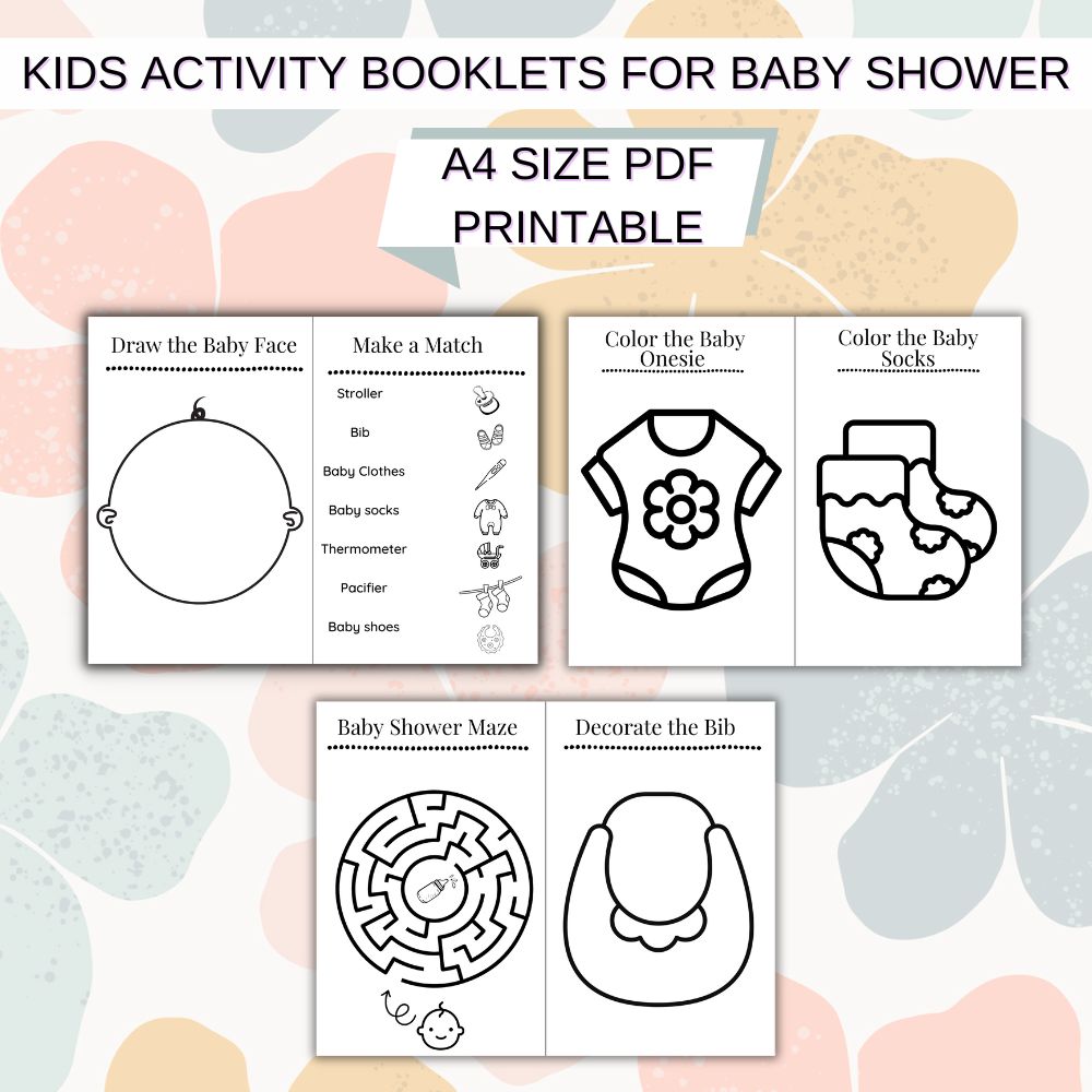 Kids Activity Booklets – Baby Shower Games Pack