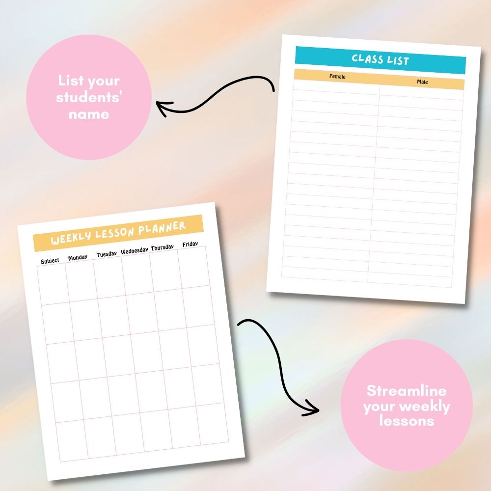 Multi Color Teacher Planner