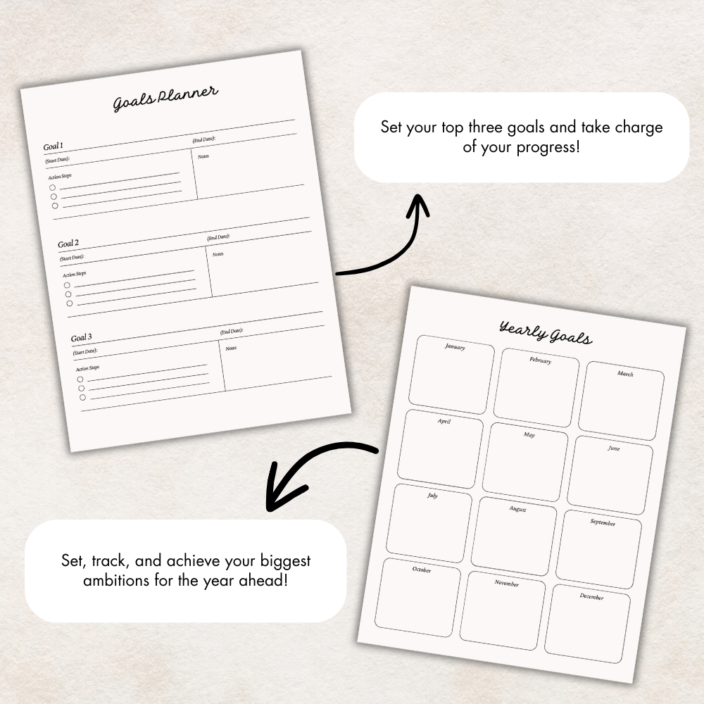 Printable Goals All-In-One Planner PDF 8.5x11