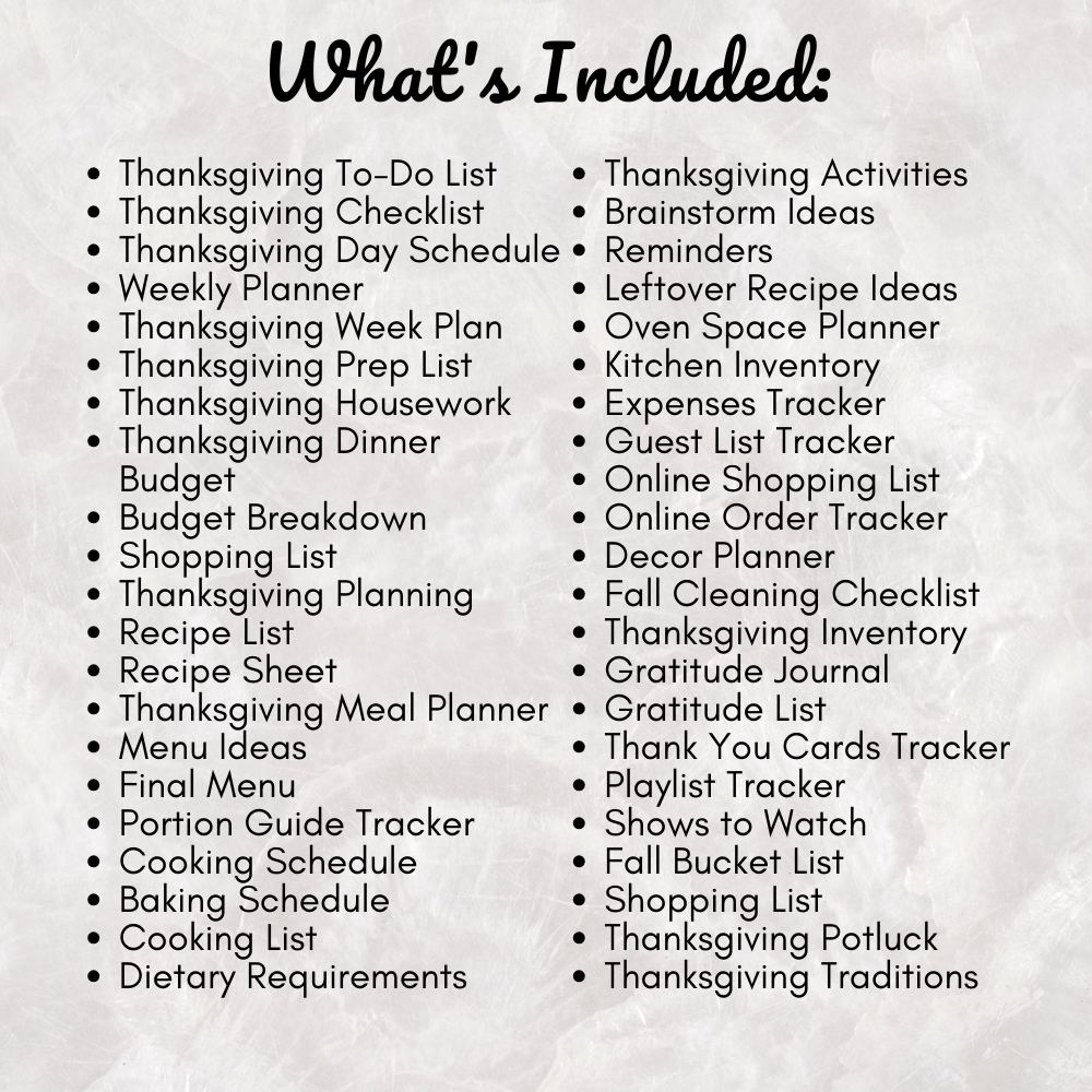 Black & White Thanksgiving Planner Printable PDF