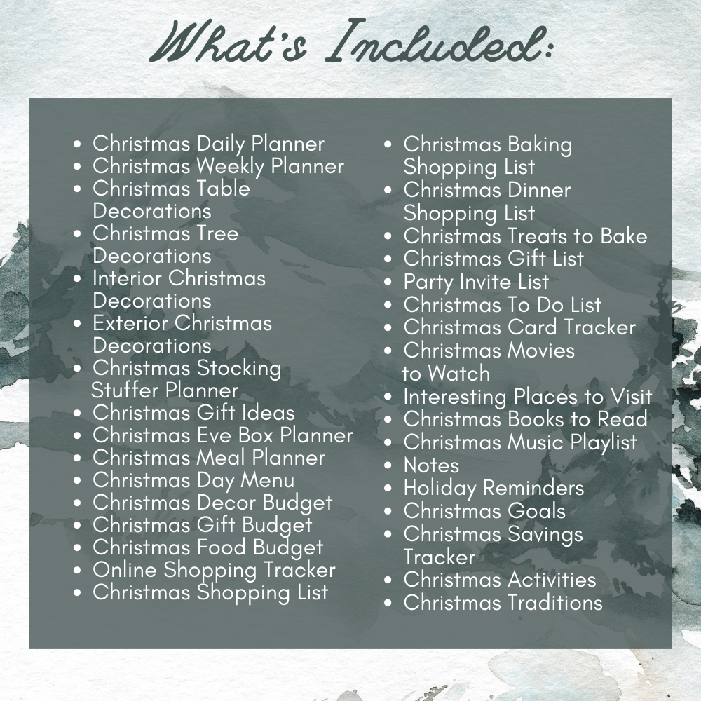 Pine Tree Christmas Planner Printable PDF