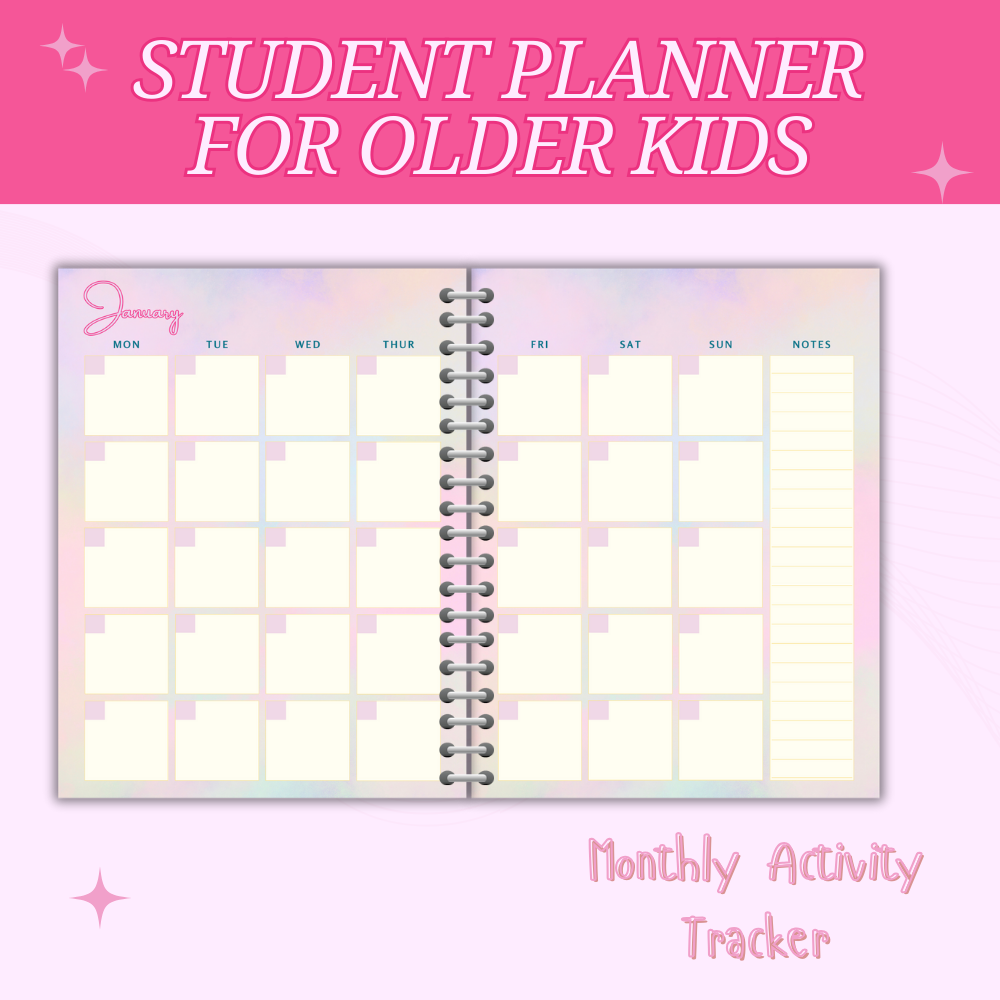 Older Kids Student Planner Pink Design PDF
