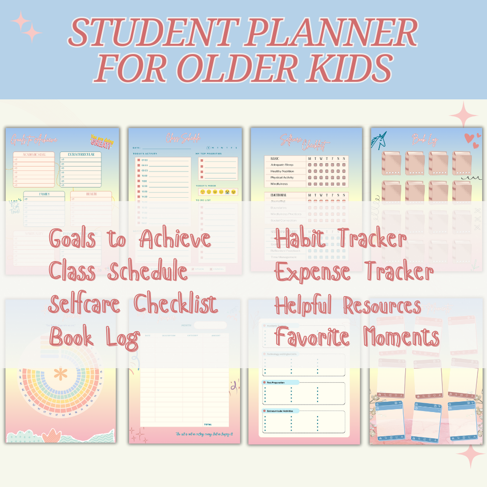 Older Kids Student Planner Pastel Design PDF