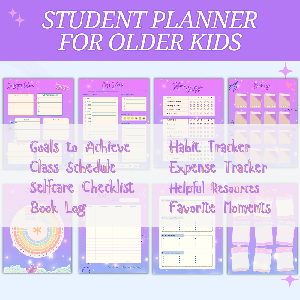 Older Kids Student Planner Purple Design PDF