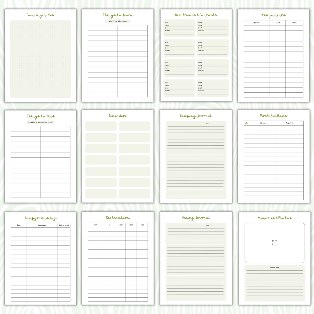 Camping Planner – Printable Trip & Adventure Organizer
